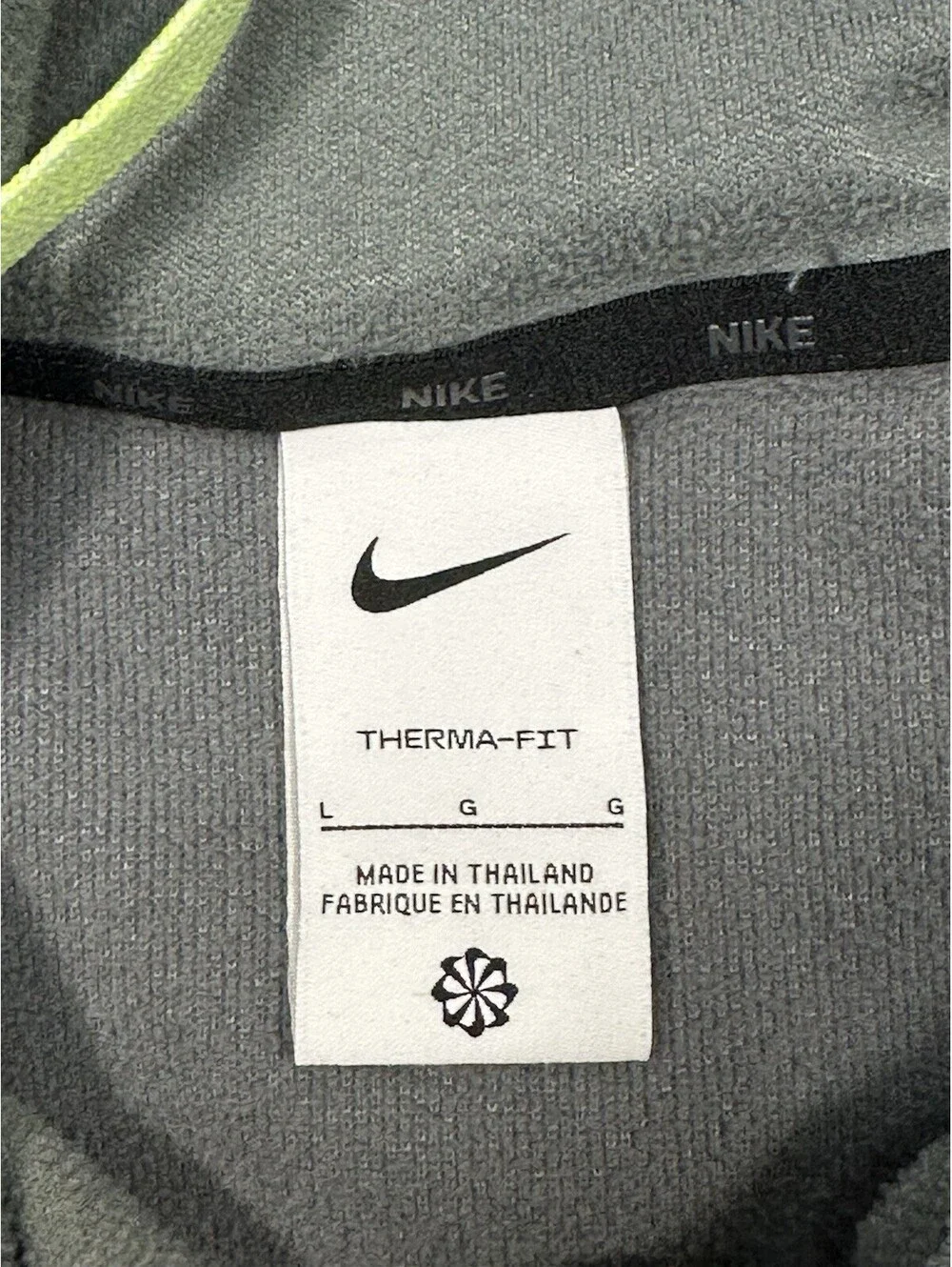Nike Therma Fit Hoodie Men’s Large Gray Neon Swoosh Pullover Sweatshirt